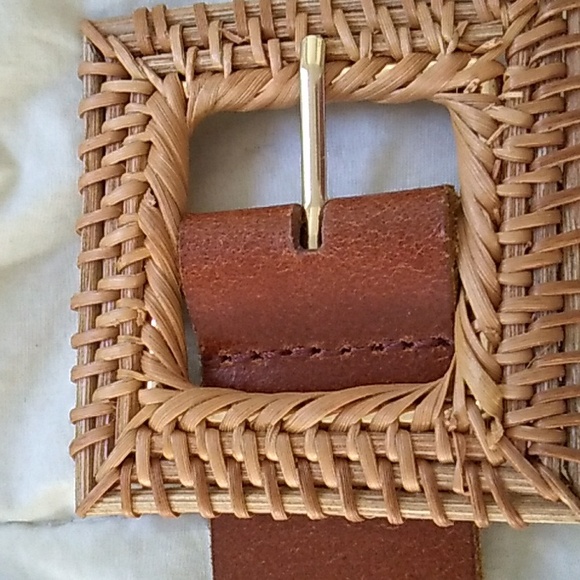 Leather & Raffia buckle belt LG - Picture 6 of 6